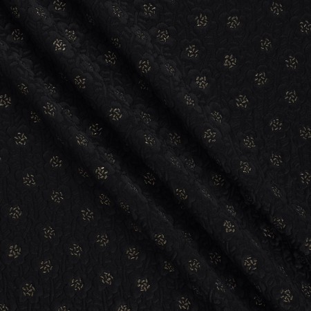 Jacquard floral con relieve negro oro
